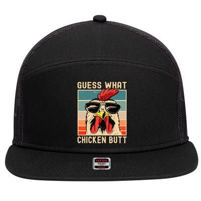 Chicken Meme Design Guess What Chicken Butt 7 Panel Mesh Trucker Snapback Hat