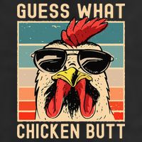 Chicken Meme Design Guess What Chicken Butt 7 Panel Mesh Trucker Snapback Hat