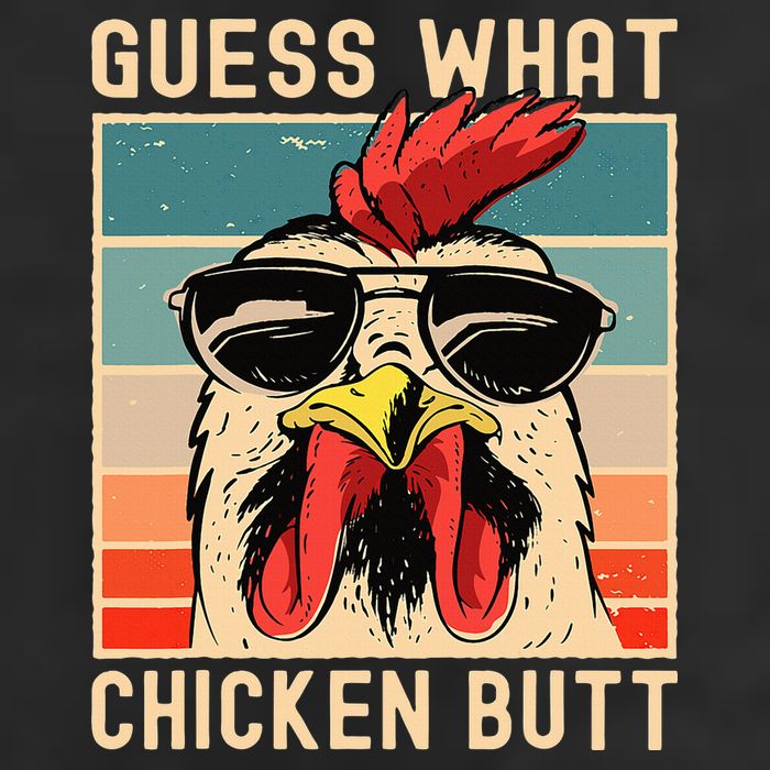Chicken Meme Design Guess What Chicken Butt 7 Panel Mesh Trucker Snapback Hat