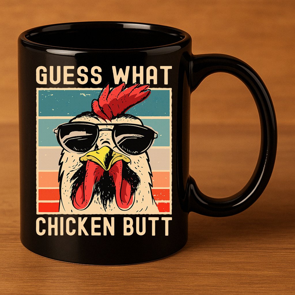 Chicken Meme Design Guess What Chicken Butt 11oz C Handle Ceramic Mug