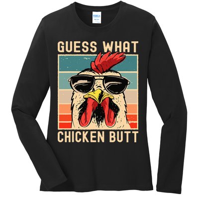 Chicken Meme Design Guess What Chicken Butt Ladies Long Sleeve Shirt
