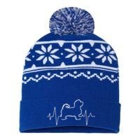 Cute Maltese Dog Heartbeat Puppy Lover Gift USA-Made Snowflake Beanie