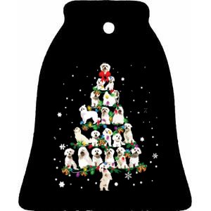 Cute Maltese Dog Christmas Tree Gift Decor Xmas Tree Ceramic Bell Ornament