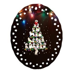 Cute Maltese Dog Christmas Tree Gift Decor Xmas Tree Ceramic Oval Ornament