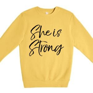 Christian Mothers Day Gift For Mom Proverbs 31 She Is Strong Cool Gift Premium Crewneck Sweatshirt