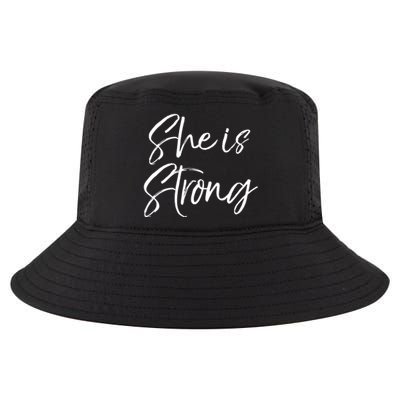 Christian Mothers Day Gift For Mom Proverbs 31 She Is Strong Cool Gift Cool Comfort Performance Bucket Hat