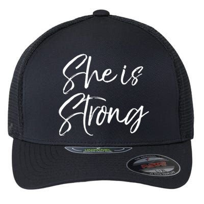 Christian Mothers Day Gift For Mom Proverbs 31 She Is Strong Cool Gift Flexfit Unipanel Trucker Cap