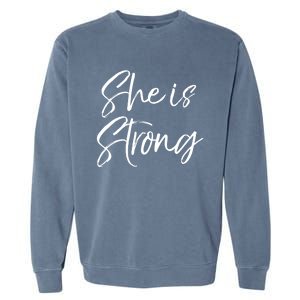 Christian Mothers Day Gift For Mom Proverbs 31 She Is Strong Cool Gift Garment-Dyed Sweatshirt