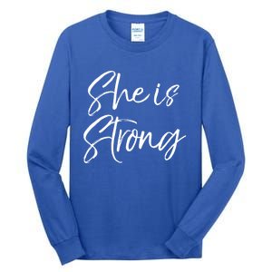 Christian Mothers Day Gift For Mom Proverbs 31 She Is Strong Cool Gift Tall Long Sleeve T-Shirt