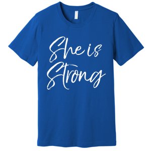 Christian Mothers Day Gift For Mom Proverbs 31 She Is Strong Cool Gift Premium T-Shirt