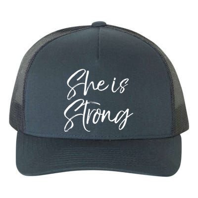 Christian Mothers Day Gift For Mom Proverbs 31 She Is Strong Cool Gift Yupoong Adult 5-Panel Trucker Hat