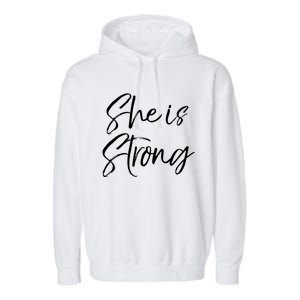 Christian Mothers Day Gift For Mom Proverbs 31 She Is Strong Cool Gift Garment-Dyed Fleece Hoodie