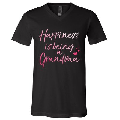 Cute MotherS Day Gift Happiness Is Being A Grandma V-Neck T-Shirt