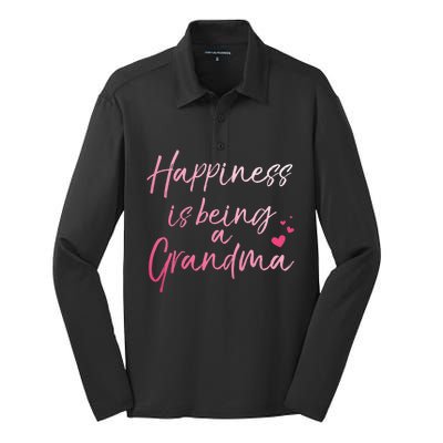 Cute MotherS Day Gift Happiness Is Being A Grandma Silk Touch Performance Long Sleeve Polo