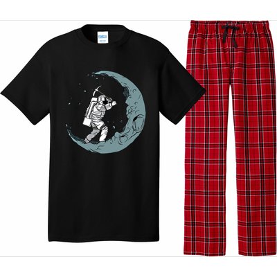 Crescent Moon Digger Astronaut Graphic Gift Pajama Set