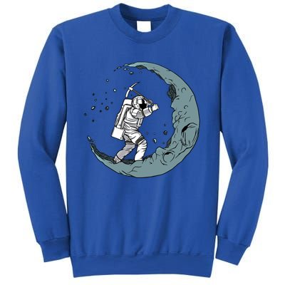 Crescent Moon Digger Astronaut Graphic Gift Sweatshirt