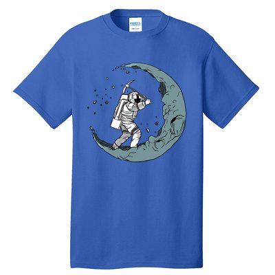 Crescent Moon Digger Astronaut Graphic Gift Tall T-Shirt