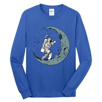 Crescent Moon Digger Astronaut Graphic Gift Tall Long Sleeve T-Shirt