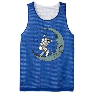 Crescent Moon Digger Astronaut Graphic Gift Mesh Reversible Basketball Jersey Tank