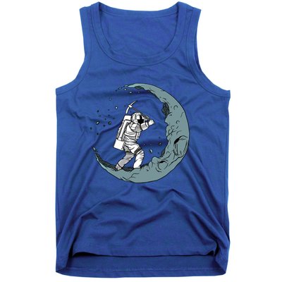 Crescent Moon Digger Astronaut Graphic Gift Tank Top