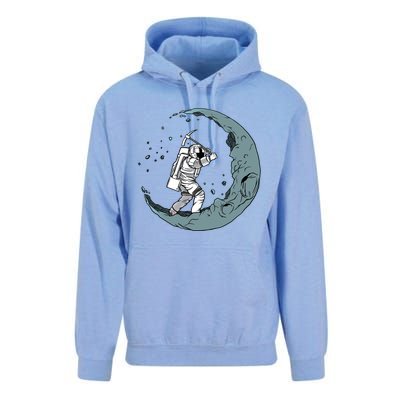 Crescent Moon Digger Astronaut Graphic Gift Unisex Surf Hoodie