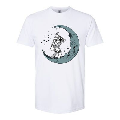 Crescent Moon Digger Astronaut Graphic Gift Softstyle CVC T-Shirt