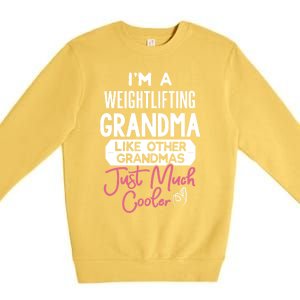 Cool Mothers Day Design Weightlifting Grandma Great Gift Premium Crewneck Sweatshirt