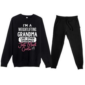 Cool Mothers Day Design Weightlifting Grandma Great Gift Premium Crewneck Sweatsuit Set