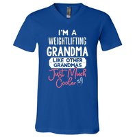 Cool Mothers Day Design Weightlifting Grandma Great Gift V-Neck T-Shirt