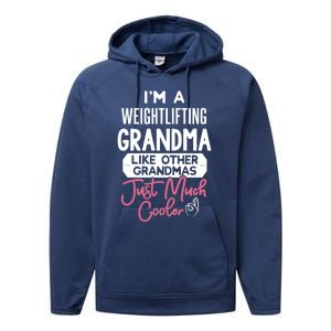 Cool Mothers Day Design Weightlifting Grandma Great Gift Performance Fleece Hoodie