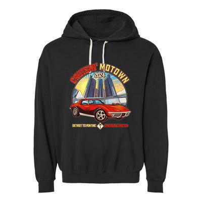 Cruisin Motown Detroit To Pontiac A Michigan Tradition Garment-Dyed Fleece Hoodie