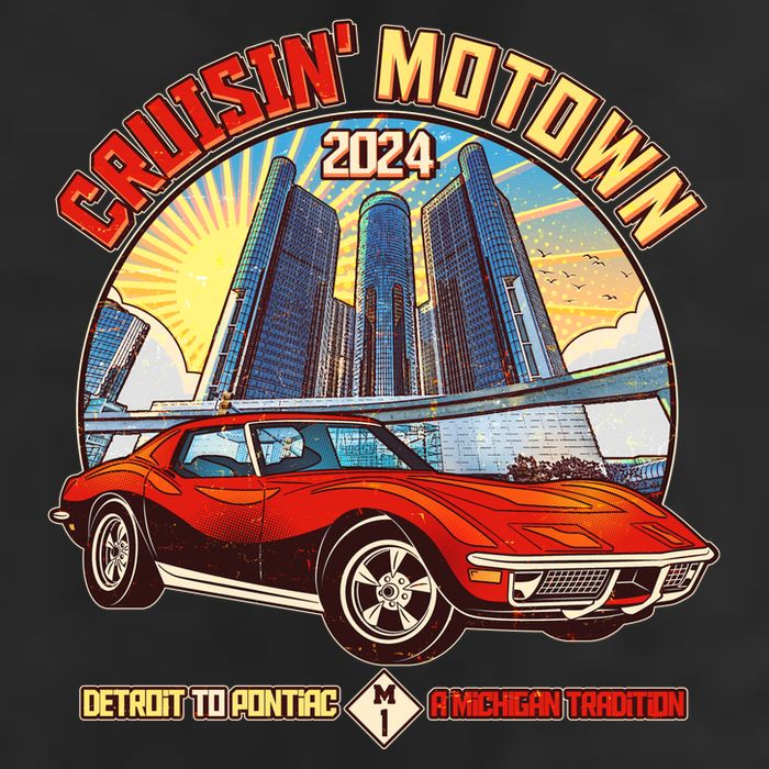 Cruisin Motown Detroit To Pontiac A Michigan Tradition 7 Panel Mesh Trucker Snapback Hat