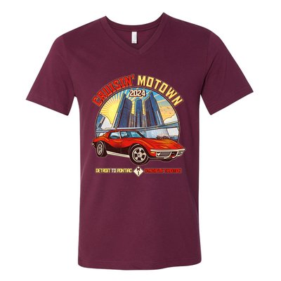Cruisin Motown Detroit To Pontiac A Michigan Tradition V-Neck T-Shirt