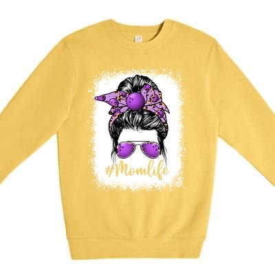 Cute Mother's Day Bowling Mom Life Messy Bun Game Day Gift Premium Crewneck Sweatshirt