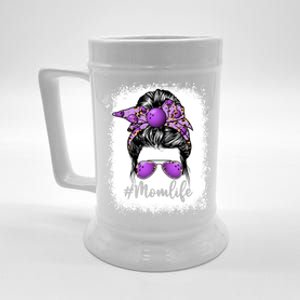 Cute Mother's Day Bowling Mom Life Messy Bun Game Day Gift Beer Stein