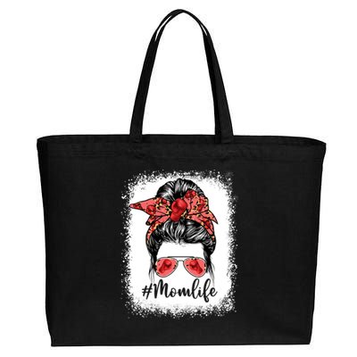 Cute Mother's Day Boxing Mom Life Messy Bun Game Day Gift Cotton Canvas Jumbo Tote