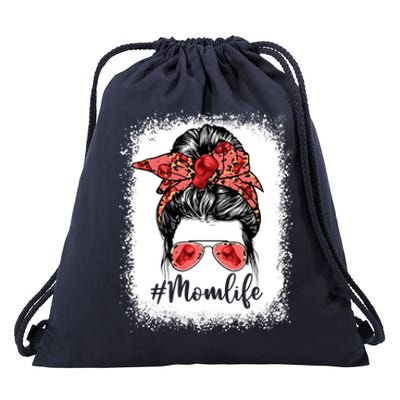 Cute Mother's Day Boxing Mom Life Messy Bun Game Day Gift Drawstring Bag