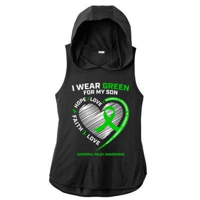 Cp Mom Dad Green Ribbon Funny Gift Son Cerebral Palsy Awareness Cool Gift Ladies PosiCharge Tri-Blend Wicking Draft Hoodie Tank