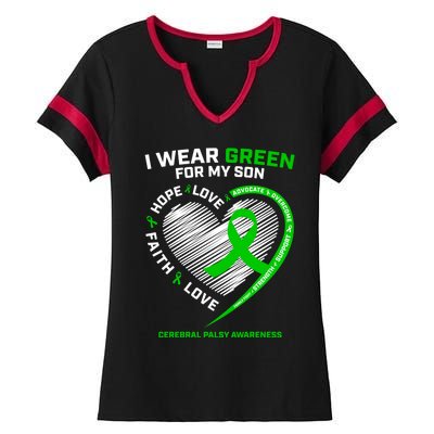 Cp Mom Dad Green Ribbon Funny Gift Son Cerebral Palsy Awareness Cool Gift Ladies Halftime Notch Neck Tee