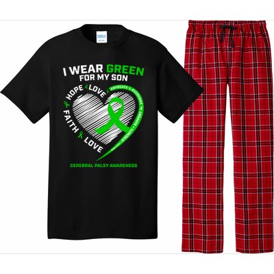 Cp Mom Dad Green Ribbon Funny Gift Son Cerebral Palsy Awareness Cool Gift Pajama Set