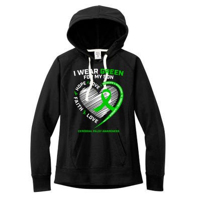 Cp Mom Dad Green Ribbon Funny Gift Son Cerebral Palsy Awareness Cool Gift Women's Fleece Hoodie