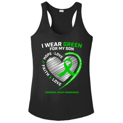 Cp Mom Dad Green Ribbon Funny Gift Son Cerebral Palsy Awareness Cool Gift Ladies PosiCharge Competitor Racerback Tank