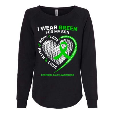 Cp Mom Dad Green Ribbon Funny Gift Son Cerebral Palsy Awareness Cool Gift Womens California Wash Sweatshirt