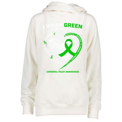 Cp Mom Dad Green Ribbon Funny Gift Son Cerebral Palsy Awareness Cool Gift Womens Funnel Neck Pullover Hood