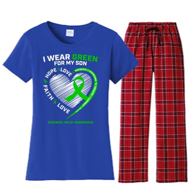 Cp Mom Dad Green Ribbon Funny Gift Son Cerebral Palsy Awareness Cool Gift Women's Flannel Pajama Set