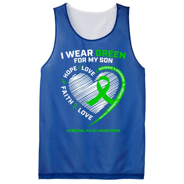 Cp Mom Dad Green Ribbon Funny Gift Son Cerebral Palsy Awareness Cool Gift Mesh Reversible Basketball Jersey Tank