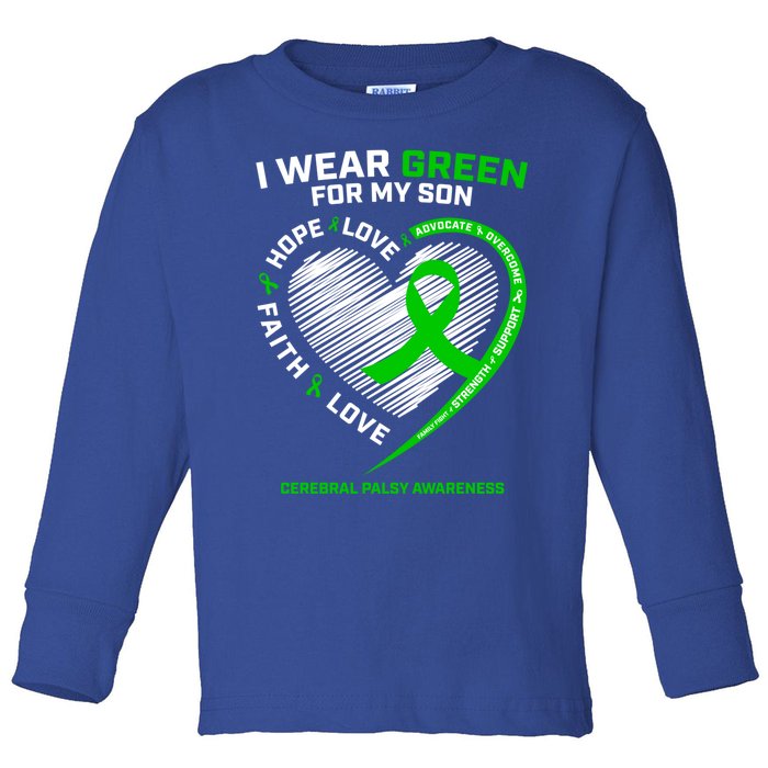 Cp Mom Dad Green Ribbon Funny Gift Son Cerebral Palsy Awareness Cool Gift Toddler Long Sleeve Shirt