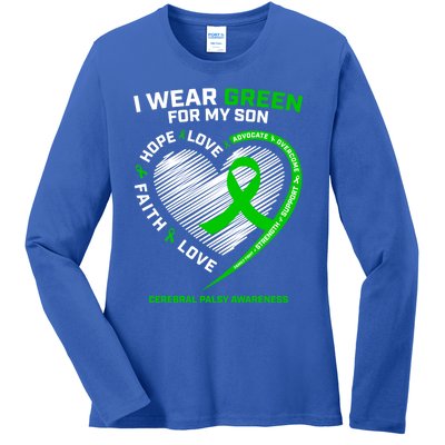 Cp Mom Dad Green Ribbon Funny Gift Son Cerebral Palsy Awareness Cool Gift Ladies Long Sleeve Shirt