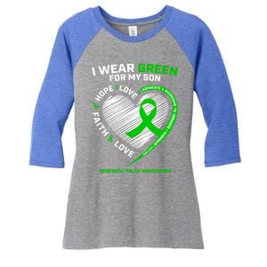 Cp Mom Dad Green Ribbon Funny Gift Son Cerebral Palsy Awareness Cool Gift Women's Tri-Blend 3/4-Sleeve Raglan Shirt