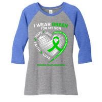 Cp Mom Dad Green Ribbon Funny Gift Son Cerebral Palsy Awareness Cool Gift Women's Tri-Blend 3/4-Sleeve Raglan Shirt